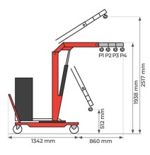 Grue d’atelier porte-à-faux rotative à élévation électrique 500 kg