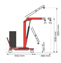 Grue d’atelier porte-à-faux rotative à élévation et extension électrique 500 kg