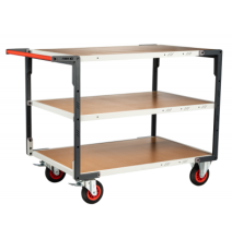 Servante 2 ou 3 niveaux Flat-Pack 400 kg (version plateau bois médium)