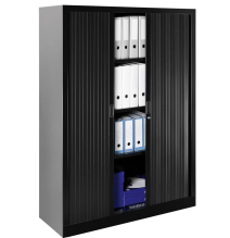 Armoire mi-haute à rideaux Généric (version bicolore) - Hauteur 160cm
