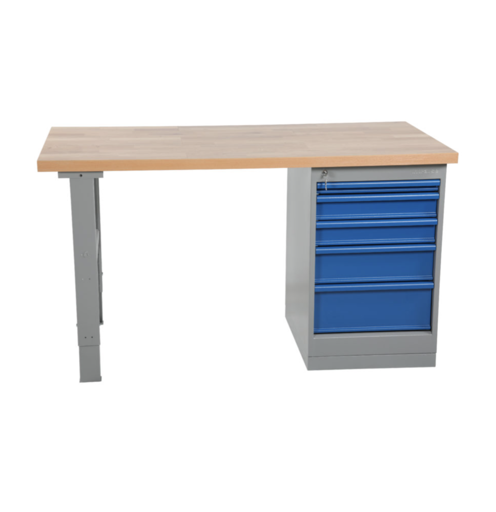 Table de travail avec caisson 5 tiroirs